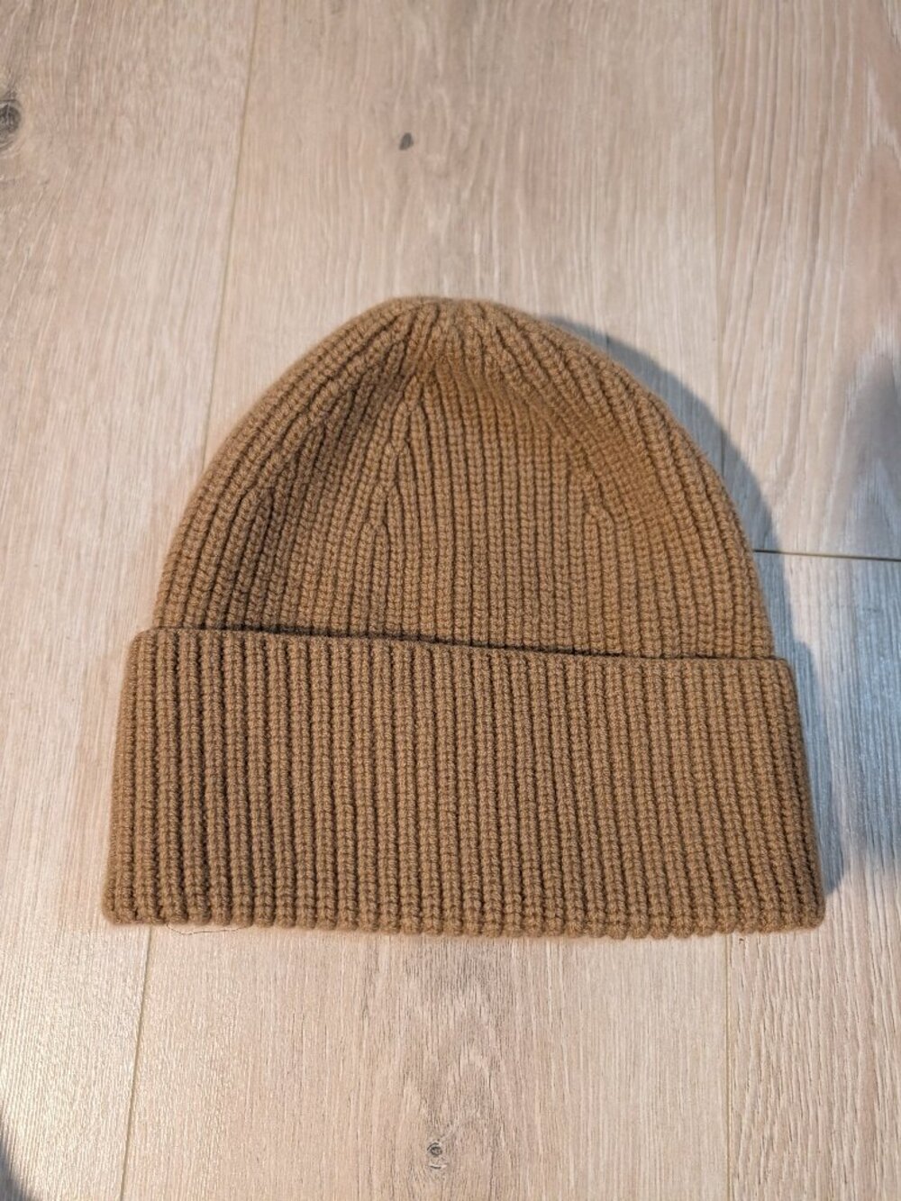 NWOT Theory Brown/Tan Wool-Cashmere Ribbed Beanie